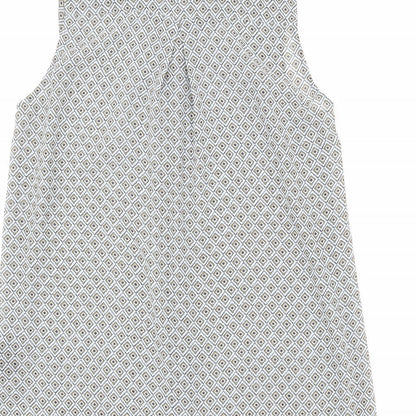 H&M Womens Multicoloured Geometric Polyester Basic Button-Up Size 8 Collared