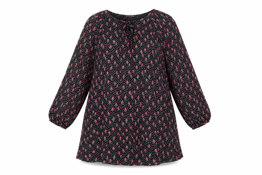 Sfera Womens Black Geometric Polyester A-Line Size S V-Neck Lace Up