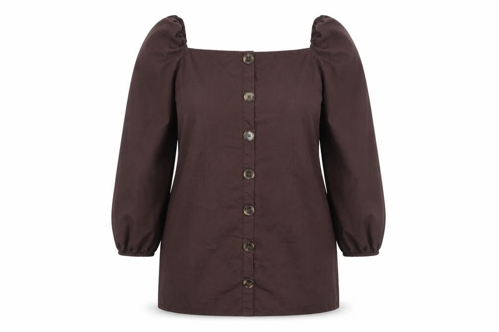 PRETTYLITTLETHING Womens Brown Polyester Mini Size 14 Square Neck Pullover