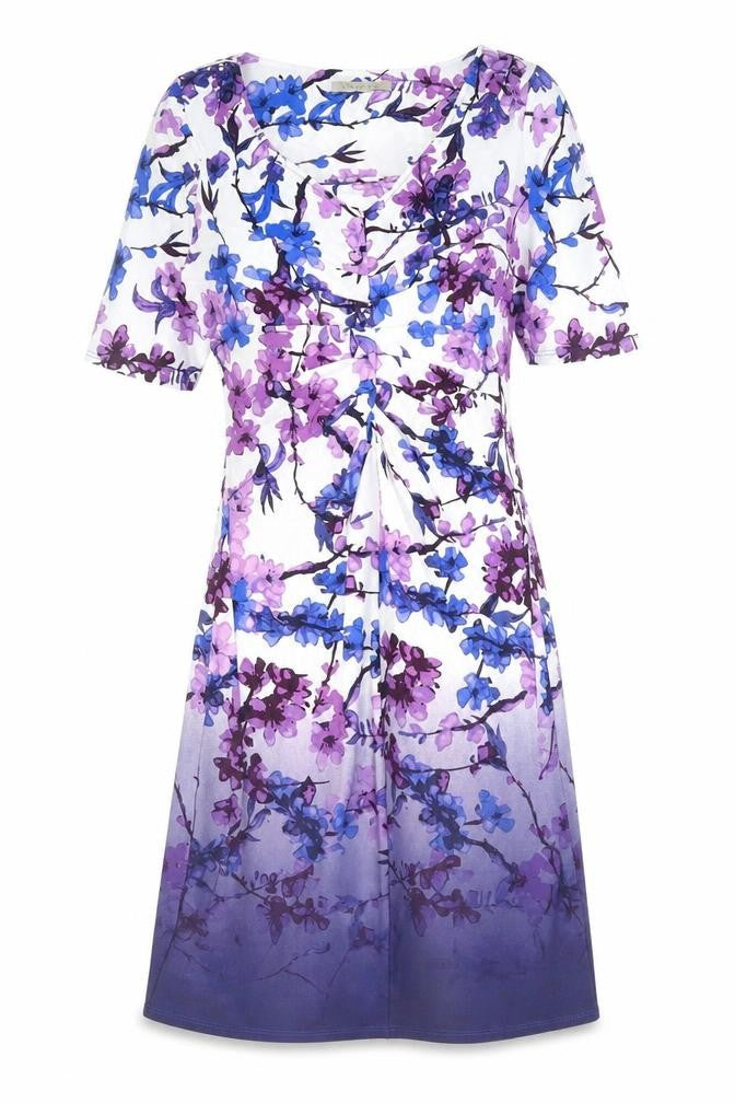 Marks & Spencer Womens Multicoloured Floral Polyester Shift Size 12 V-Neck Pullover - Ombre