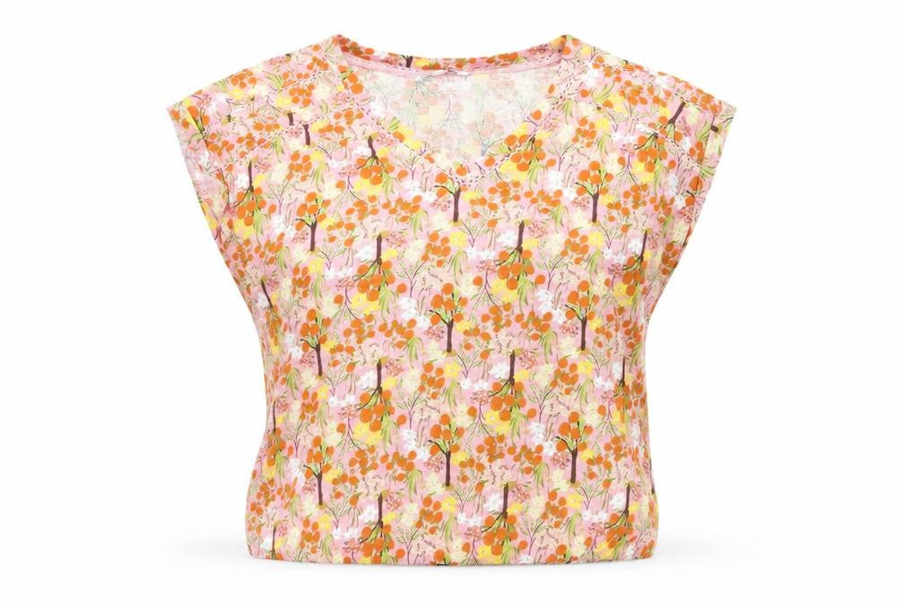 NEXT Womens Multicoloured Floral 100% Cotton Basic T-Shirt Size 6 V-Neck