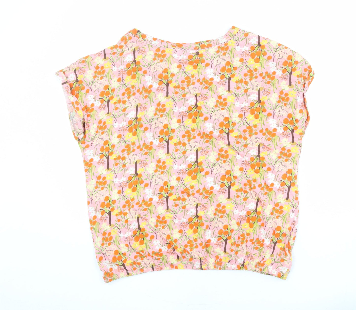 NEXT Womens Multicoloured Floral 100% Cotton Basic T-Shirt Size 6 V-Neck