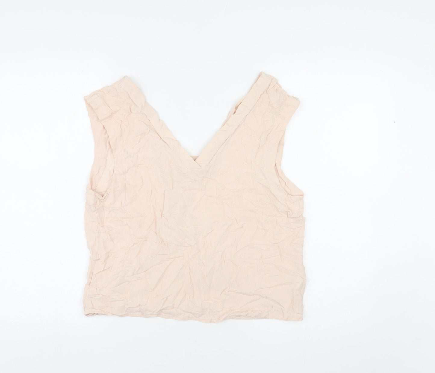 River Island Womens Pink Viscose Cropped Tank Size 14 V-Neck
