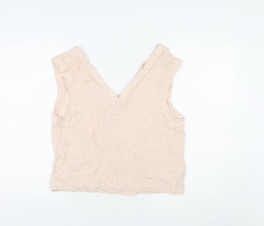 River Island Womens Pink Viscose Cropped Tank Size 14 V-Neck