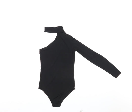 Zack Womens Black Polyester Bodysuit One-Piece Size 4 Snap