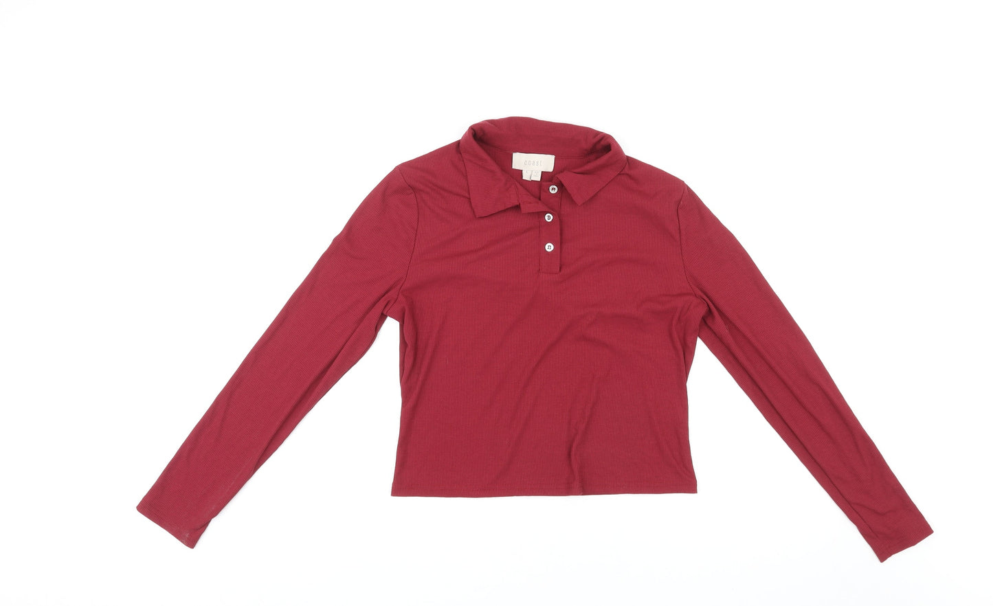 Coast Womens Red Polyester Basic T-Shirt Size L Collared