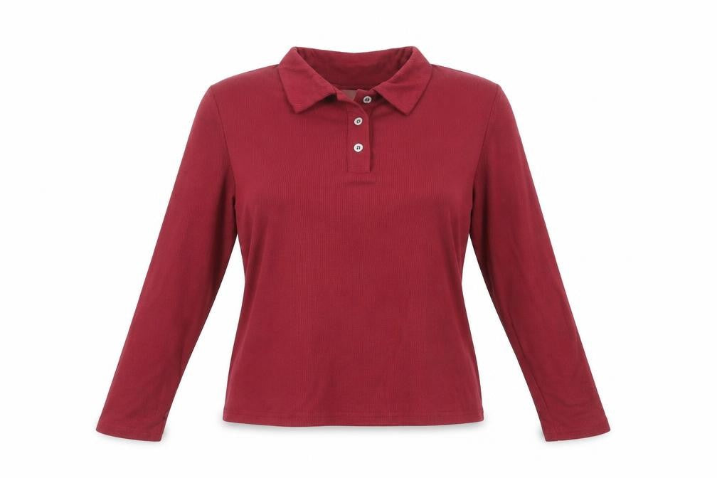 Coast Womens Red Polyester Basic T-Shirt Size L Collared