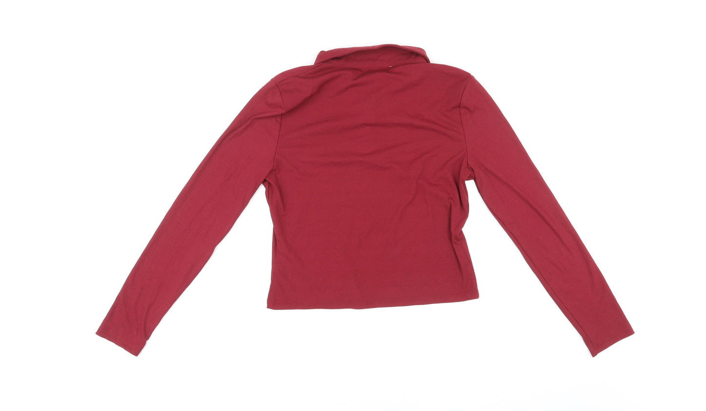 Coast Womens Red Polyester Basic T-Shirt Size L Collared