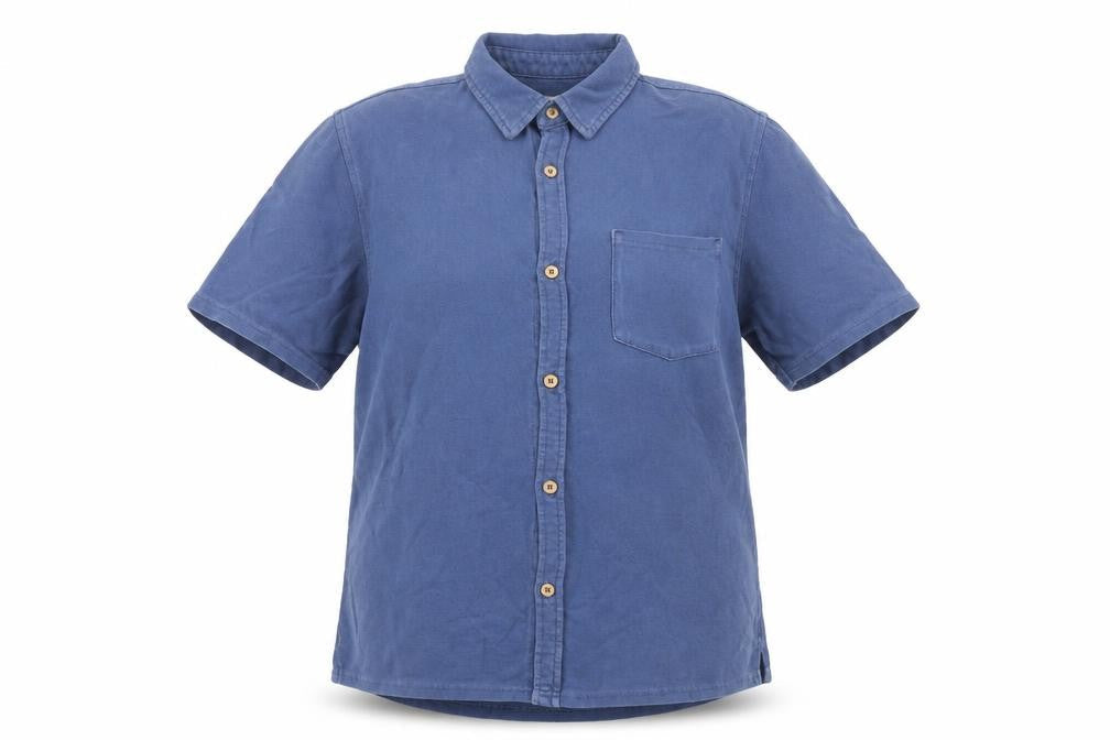 Zara Womens Blue Cotton Basic Button-Up Size 10 Collared