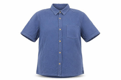 Zara Womens Blue Cotton Basic Button-Up Size 10 Collared