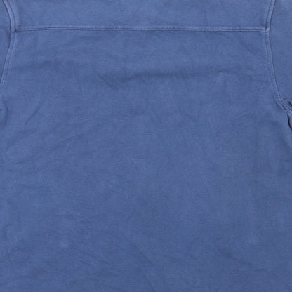 Zara Womens Blue Cotton Basic Button-Up Size 10 Collared