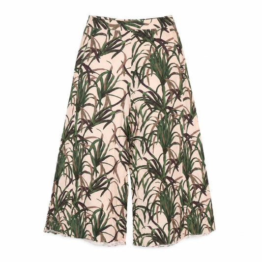 ASOS Womens Pink Geometric Viscose Cropped Trousers Size 10 L20 in Regular Zip - Plant Print