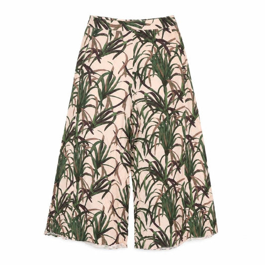 ASOS Womens Pink Geometric Viscose Cropped Trousers Size 10 L20 in Regular Zip - Plant Print