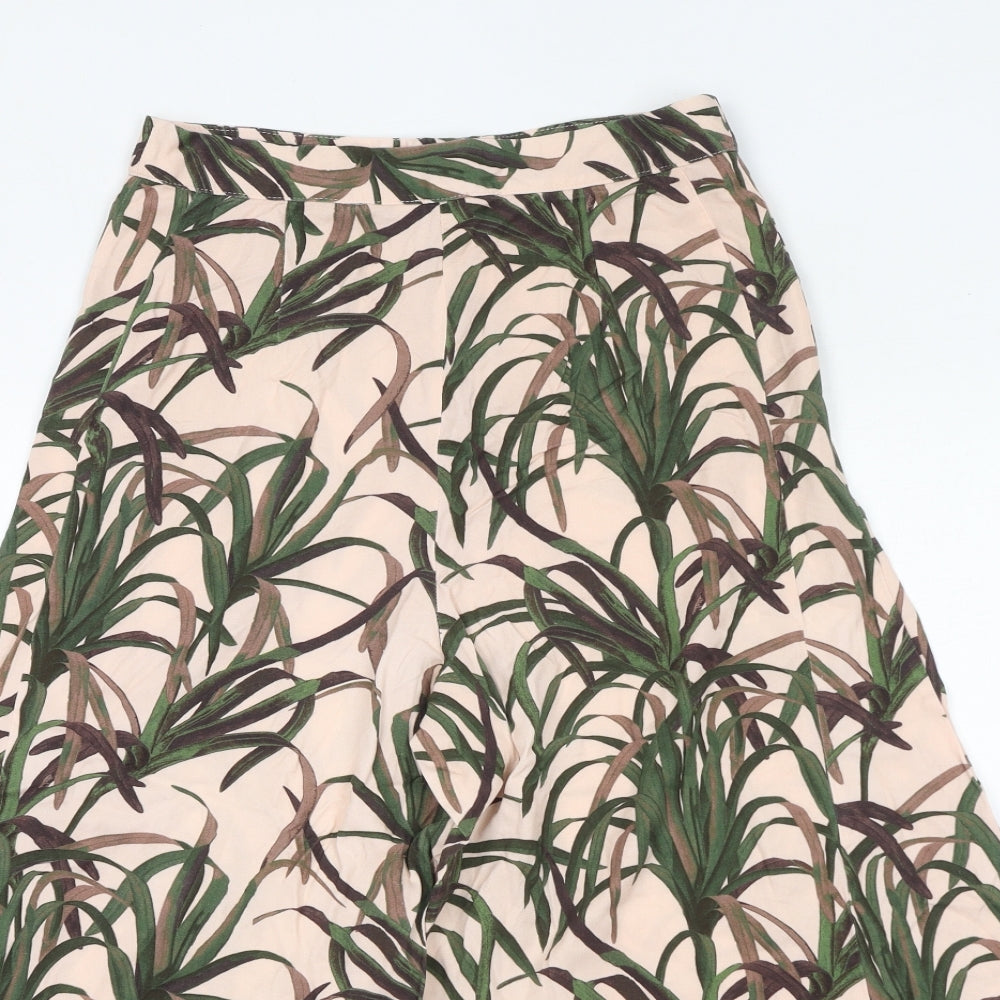 ASOS Womens Pink Geometric Viscose Cropped Trousers Size 10 L20 in Regular Zip - Plant Print