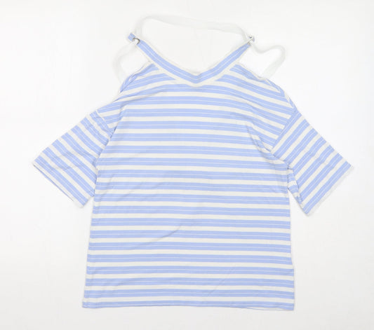 Limited Edition Womens Blue Striped Viscose Basic Blouse Size 10 Halter