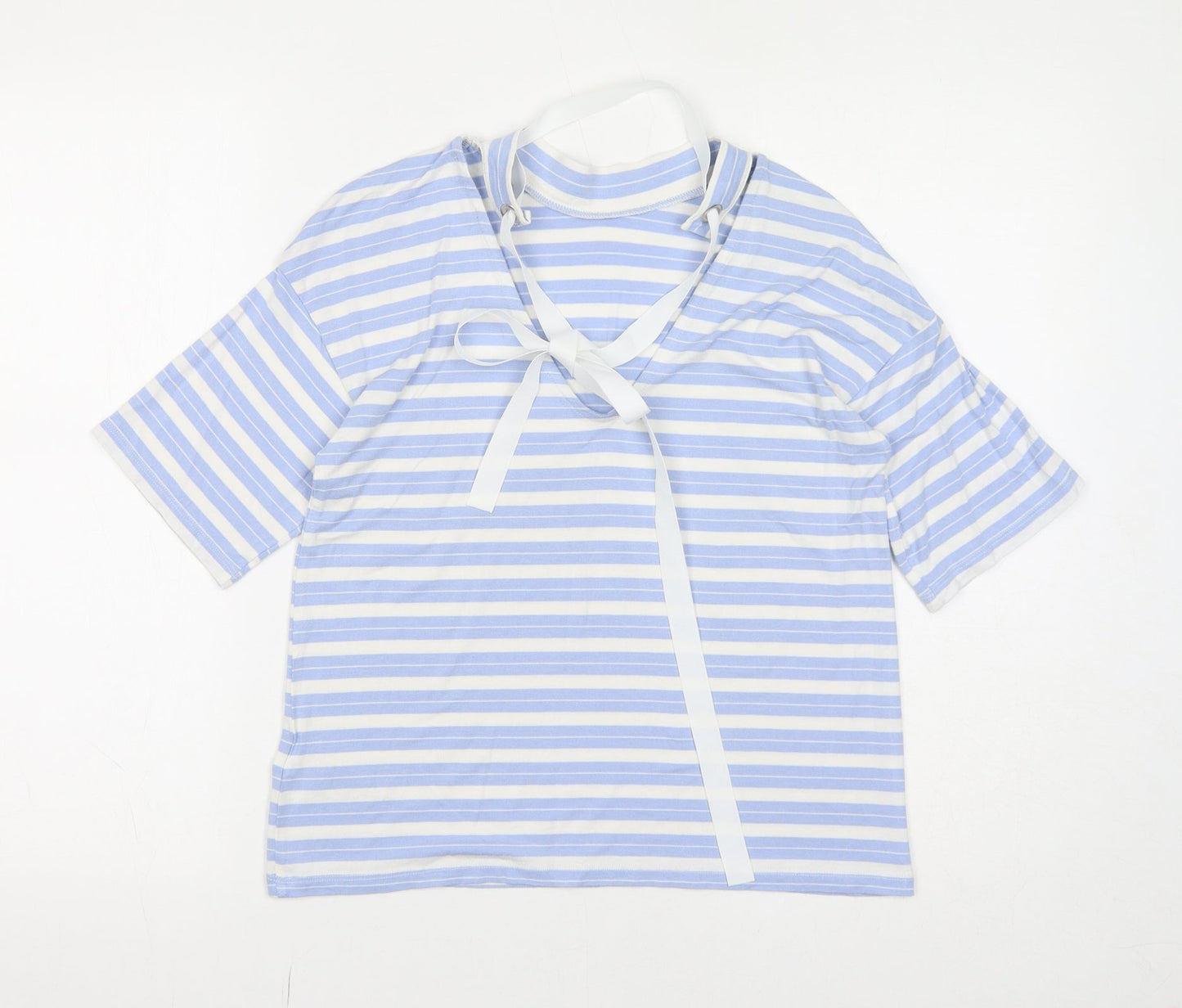Limited Edition Womens Blue Striped Viscose Basic Blouse Size 10 Halter