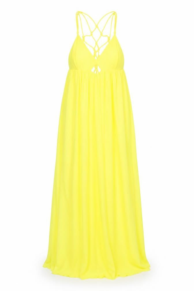 H&M Womens Yellow Polyester Maxi Size 6 V-Neck Zip