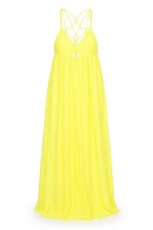 H&M Womens Yellow Polyester Maxi Size 6 V-Neck Zip
