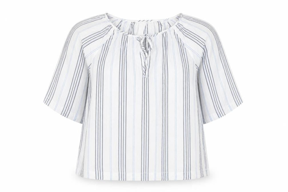 Gap Womens White Striped Cotton Basic Blouse Size S Round Neck