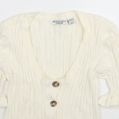 Brave Soul Womens Ivory Scoop Neck Viscose Pullover Jumper Size M