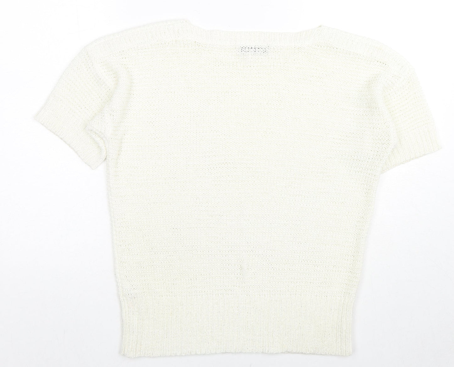 Wallis Womens White Boat Neck Acrylic Pullover Jumper Size S