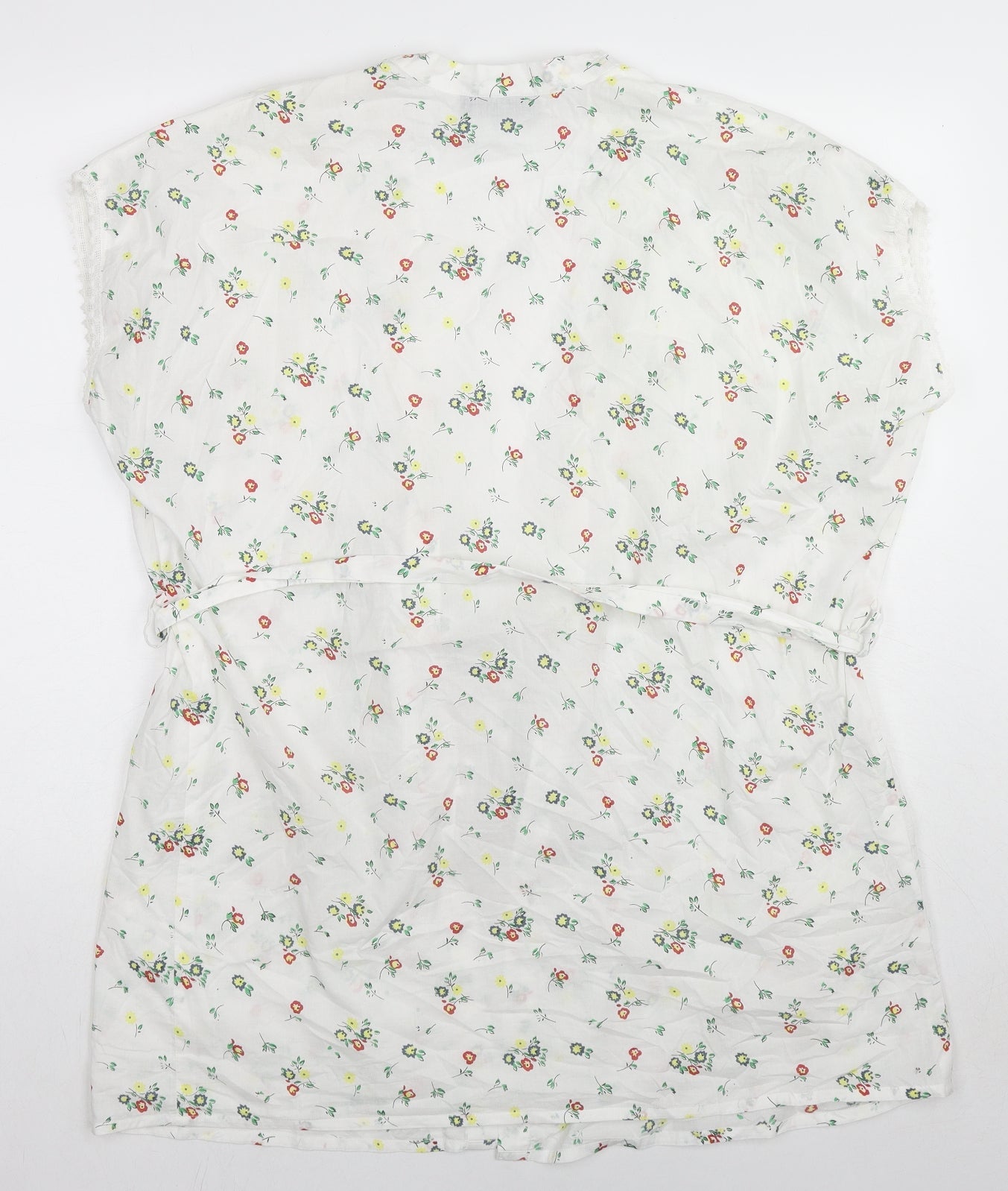 Topshop Womens White Floral Cotton Kimono Blouse Size 6 V-Neck