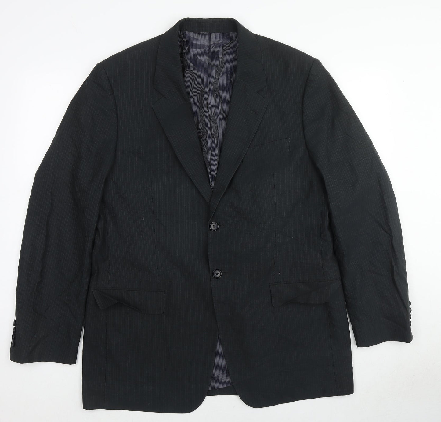 Sand Mens Black Striped Cotton Jacket Suit Jacket Size 44 Regular