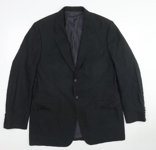 Sand Mens Black Striped Cotton Jacket Suit Jacket Size 44 Regular