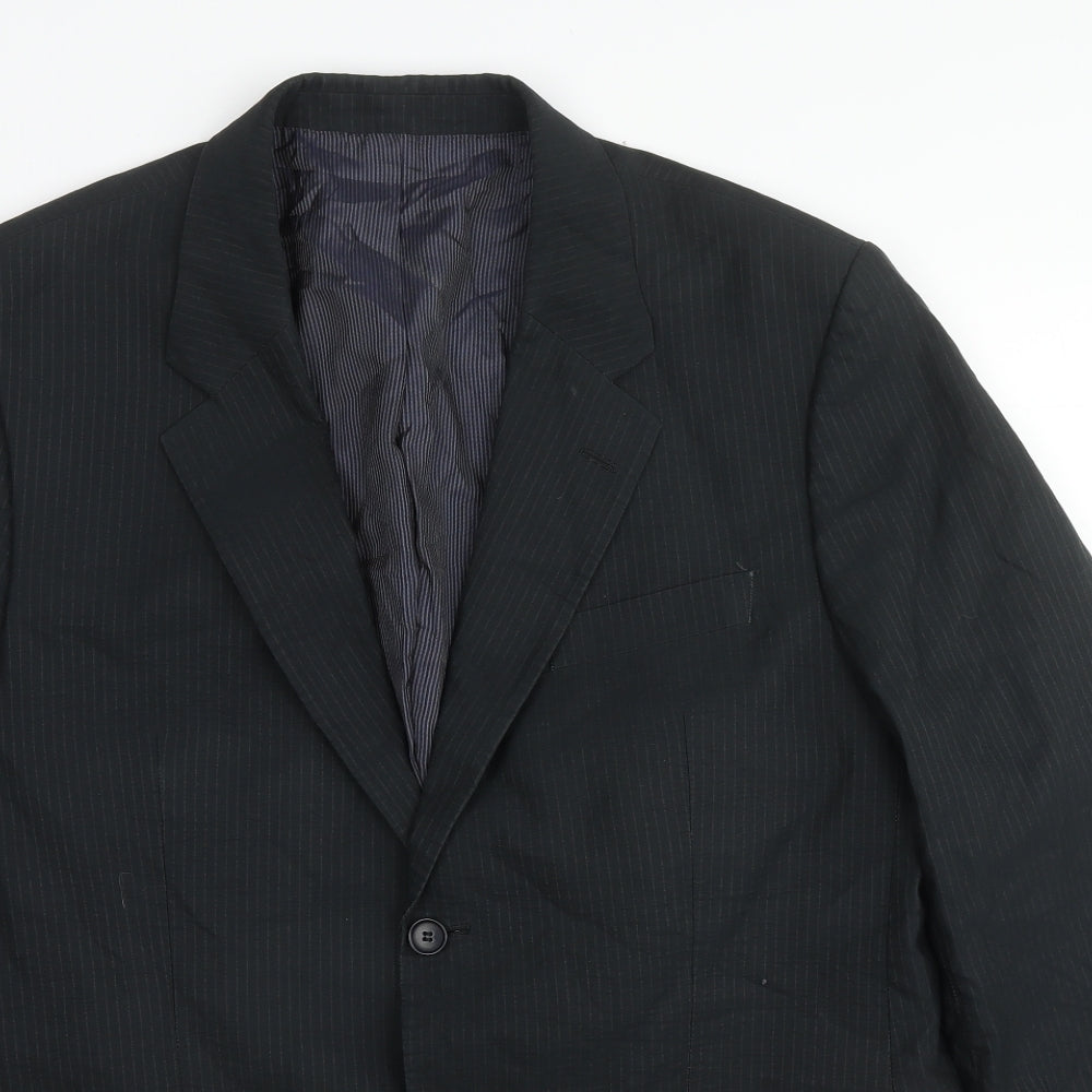Sand Mens Black Striped Cotton Jacket Suit Jacket Size 44 Regular