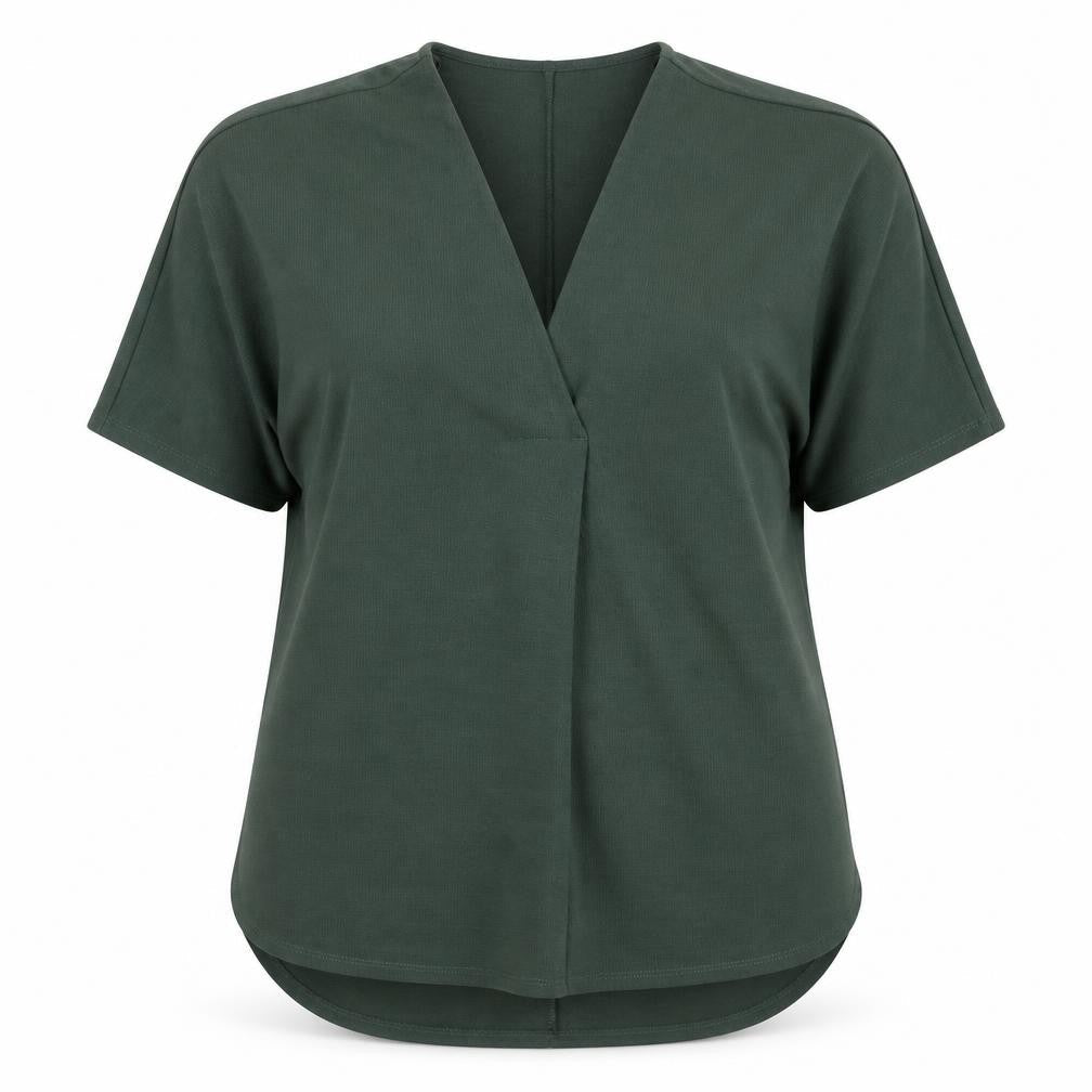 Gallery Womens Green Polyester Basic Blouse Size M V-Neck