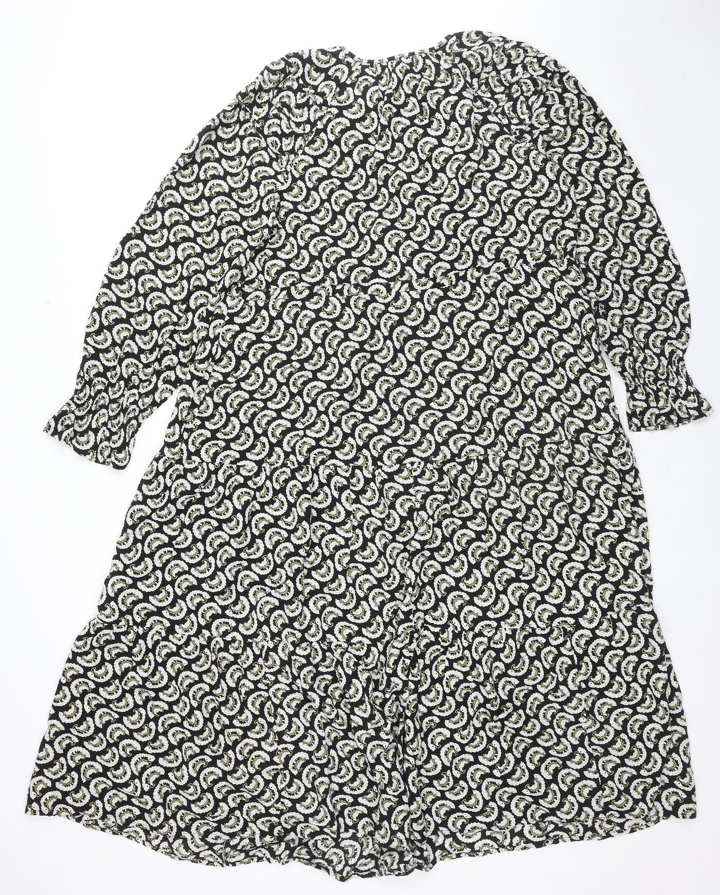 Marks and Spencer Womens Multicoloured Geometric Viscose Shift Size 12 Mock Neck Tie