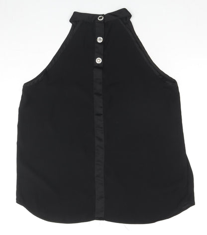 River Island Womens Black Polyester Basic Tank Size 8 Round Neck