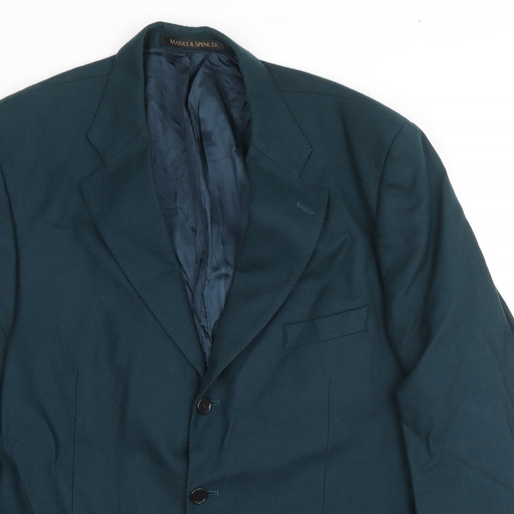 St Michael Mens Blue Wool Jacket Suit Jacket Size 44 Regular
