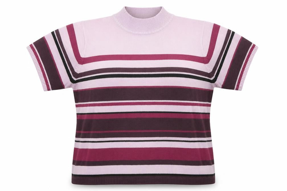 essence Womens Purple Mock Neck Striped Acrylic Pullover Jumper Size 18 - Size 18-20