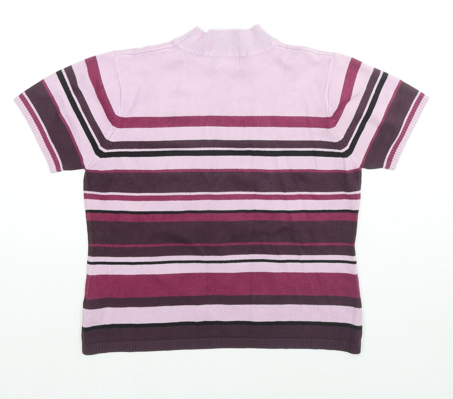 essence Womens Purple Mock Neck Striped Acrylic Pullover Jumper Size 18 - Size 18-20