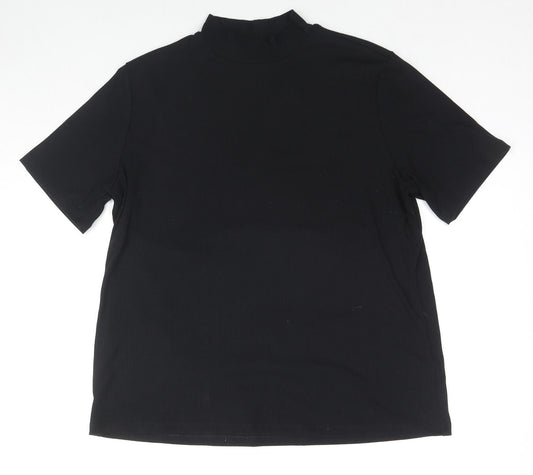H&M Womens Black Polyester Tunic Blouse Size XL Mock Neck