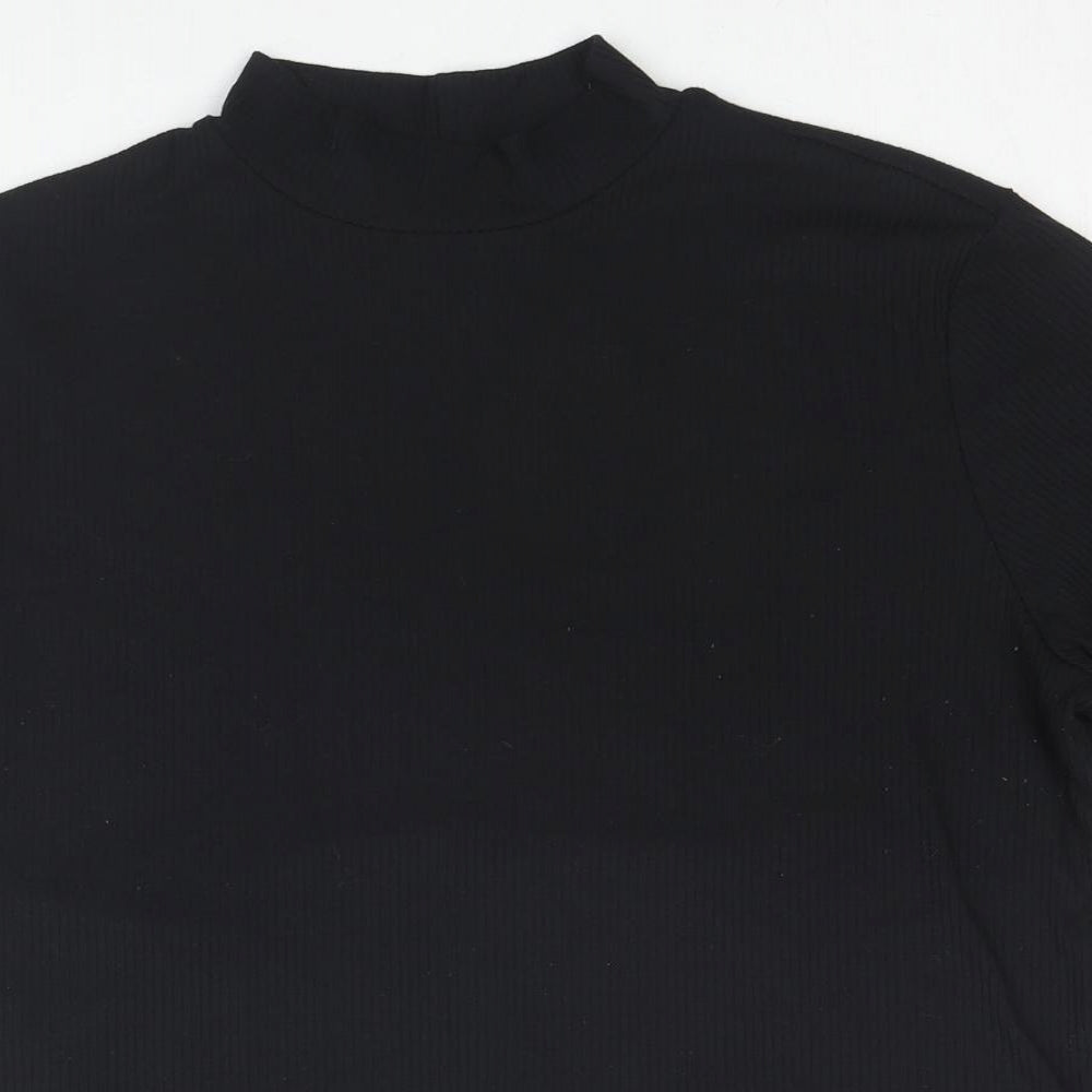 H&M Womens Black Polyester Tunic Blouse Size XL Mock Neck