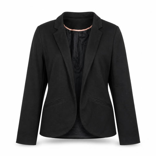 Front view of Miss Selfridge women’s black jacket blazer, size UK 8