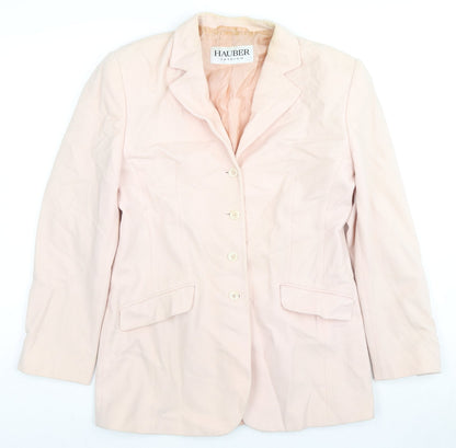 Preloved Hauber Womens Beige Jacket Blazer Size 12 Button - Front