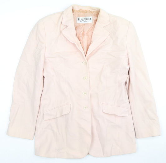 Hauber Womens Beige Jacket Blazer Size 12 Button