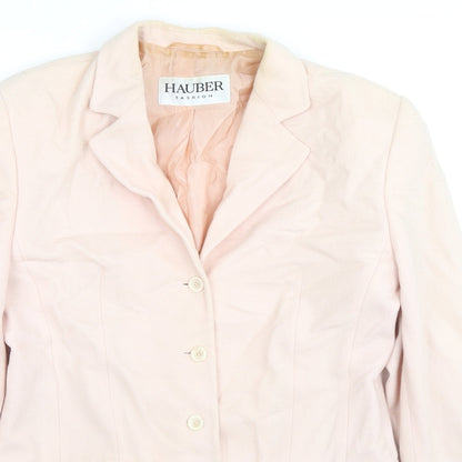 Preloved Hauber Womens Beige Jacket Blazer Size 12 Button - Detail