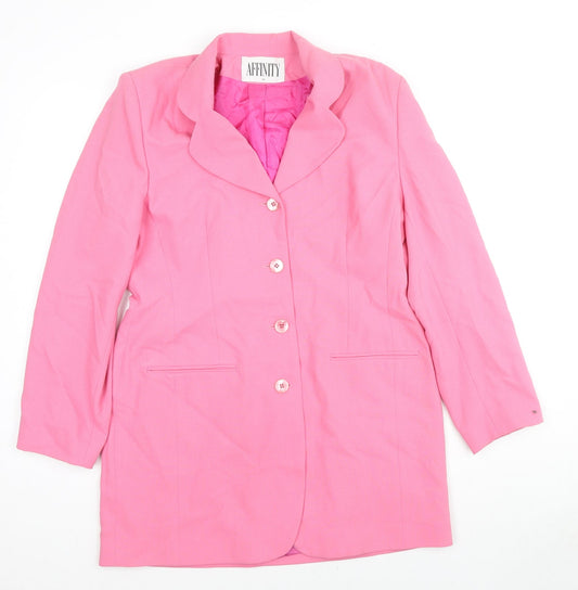 Affinity Womens Pink Jacket Blazer Size 14 Button