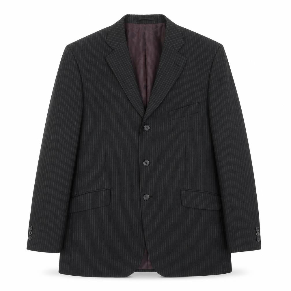 Marks & Spencer Mens Black Striped Polyester Jacket Suit Jacket Size 42 Regular