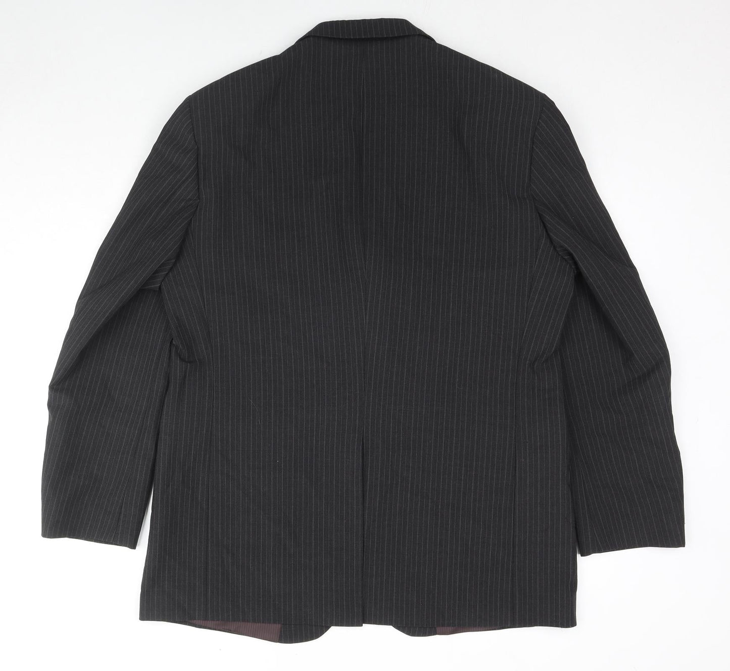 Marks and Spencer Mens Black Striped Polyester Jacket Suit Jacket Size 42 Regular