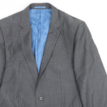 Close-up detail of Autograph men’s grey wool jacket suit jacket, size 40, regular
