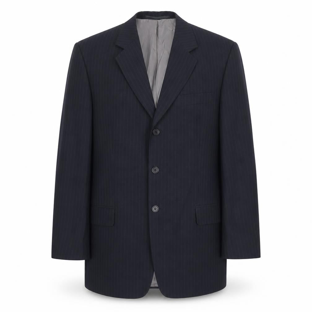 C&A Mens Black Striped Polyester Jacket Suit Jacket Size 40 Regular