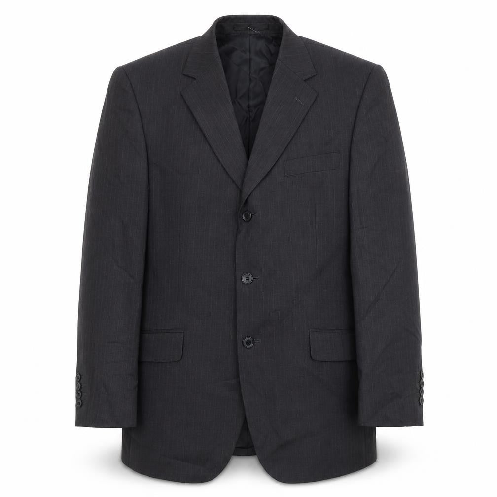 Burton Mens Grey Striped Wool Jacket Suit Jacket Size 40 Regular