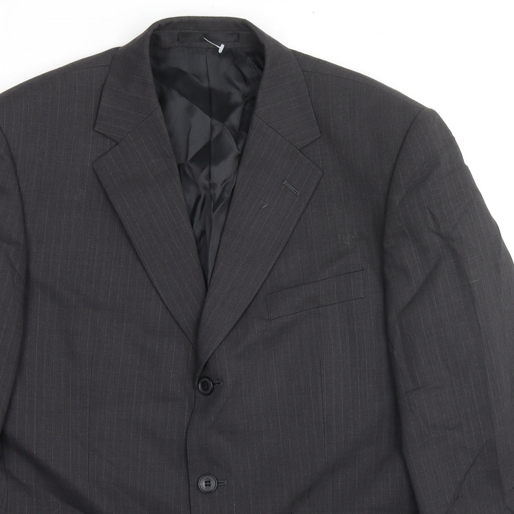 Burton Mens Grey Striped Wool Jacket Suit Jacket Size 40 Regular