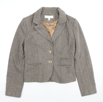 Ronit Zilkha Womens Beige Geometric Jacket Blazer Size 10 Button