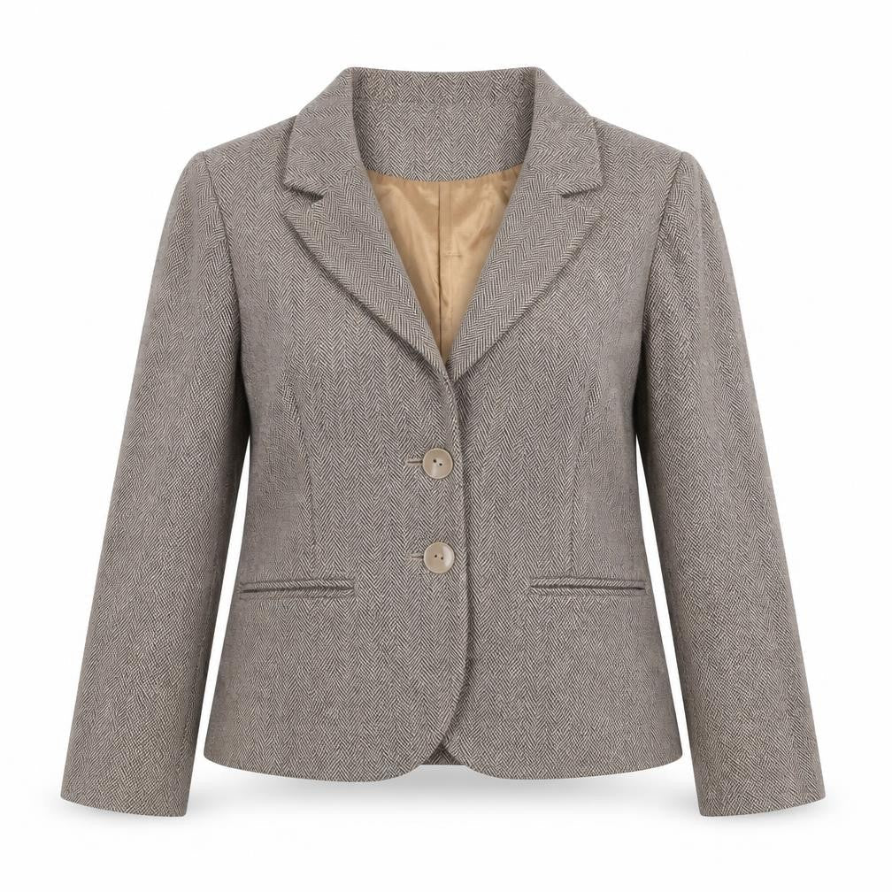 Ronit Zilkha Womens Beige Geometric Jacket Blazer Size 10 Button